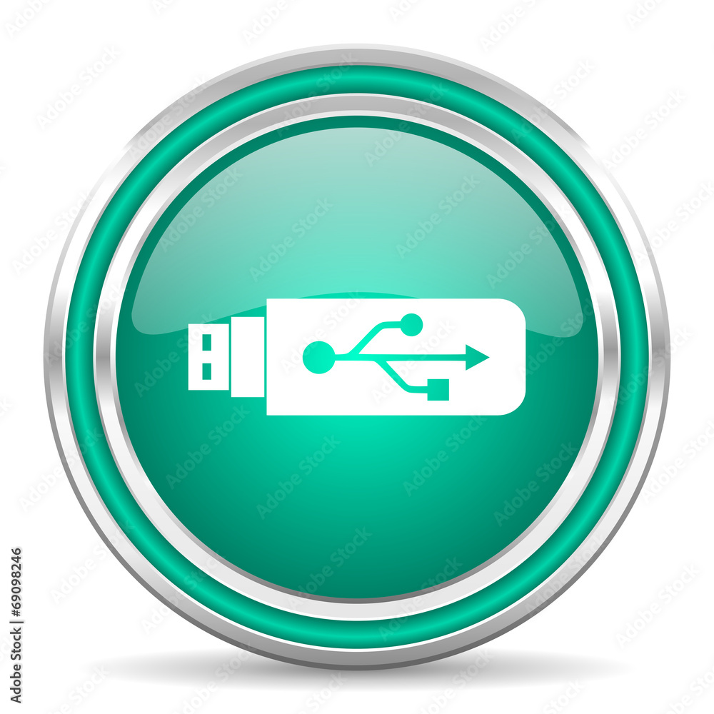 usb green glossy web icon usb green glossy web icon