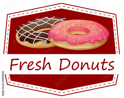 A food with a fresh donuts label