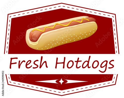 A fresh hotdog label