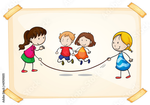 A frame with kids playing