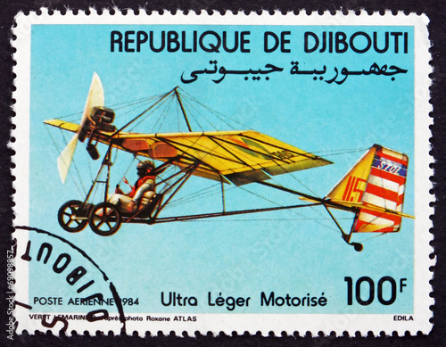 Postage stamp Djibouti 1984 Motorized Hang Glider