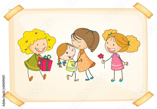 A frame with happy kids