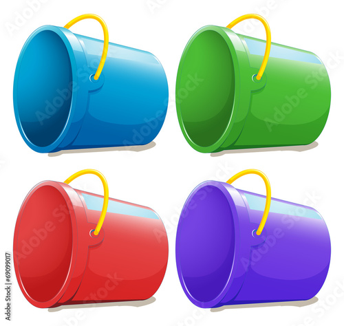 Four empty pails
