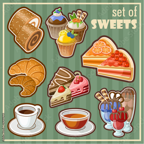 Set of sweets. vector illustration