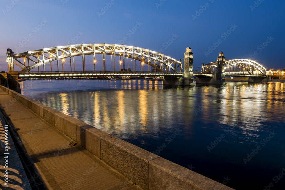 Bolsheokhtinsky bridge across the Neva River in St. Petersburg