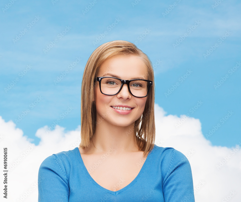 smiling woman in eyeglasses smiling woman in eyeglasses
