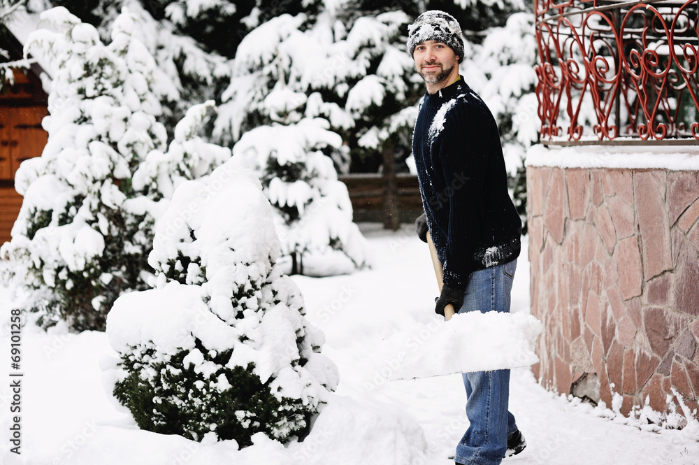 Man shoveling snow