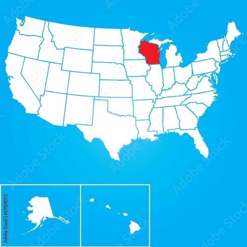 Illustration of the United States of America State - Wisconsin