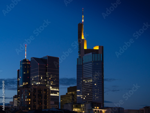 After sunset: Skyline of business buildings in Frankfurt