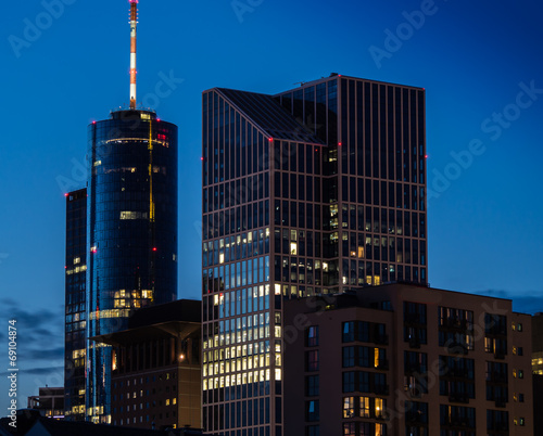 Skyline of business buildings in Frankfurt, Germany