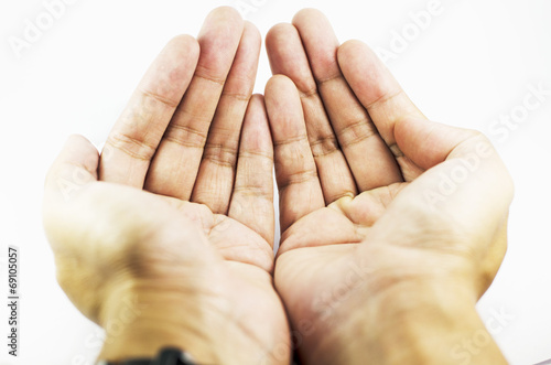 Hand on closeup in Isolated Background