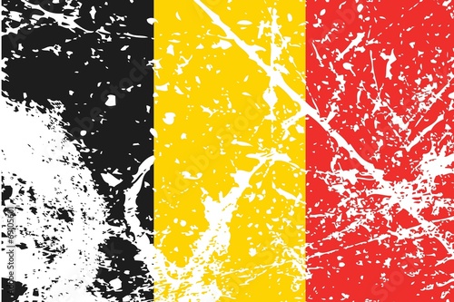 Illustration of a decayted flag of Belgium