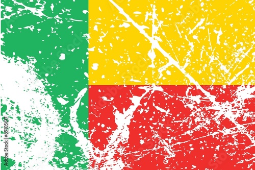 Illustration of a decayted flag of Benin