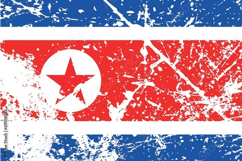 Illustration of a decayted flag of North Korea