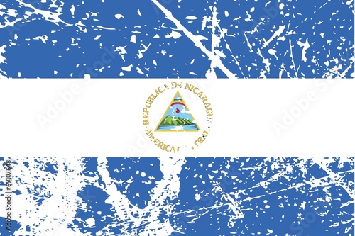 Illustration of a decayted flag of Nicaragua