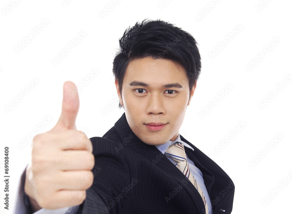 young business man hold hand with thumb up gesture young business man hold hand with thumb up gesture