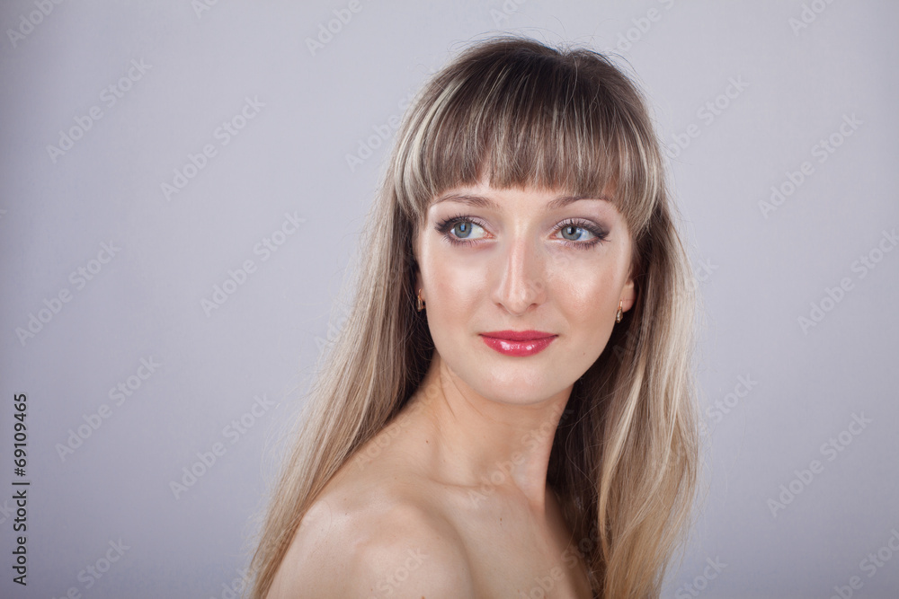 beautiful girl with long hair and with make-up beautiful girl with long hair and with make-up