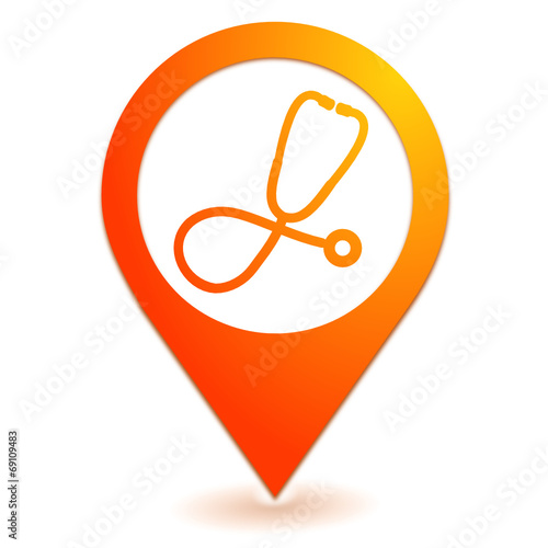 médecin sur symbole localisation orange