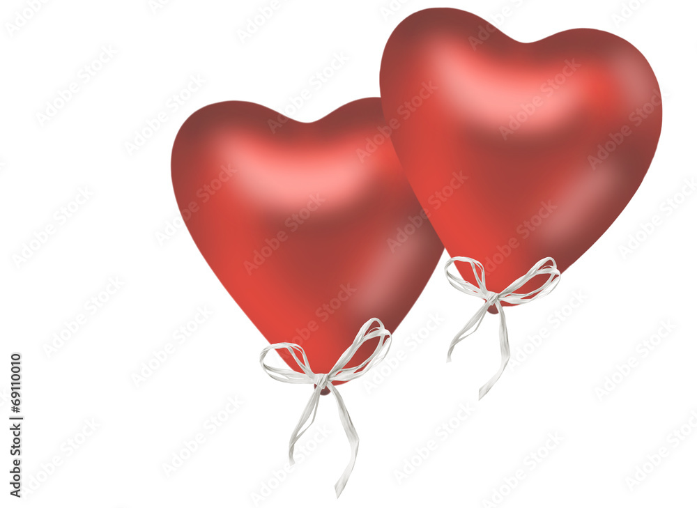 zwei rote Herzluftballons