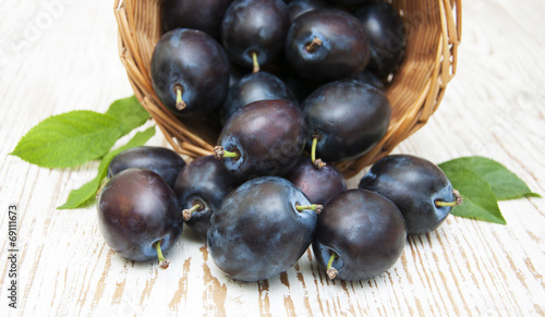 Fresh purple plums