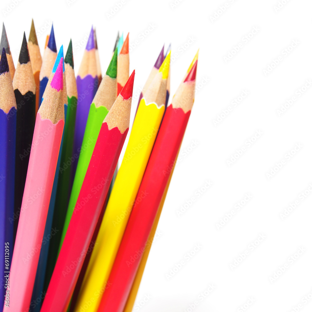 Multicolored pencils isolated on white background Multicolored pencils isolated on white background