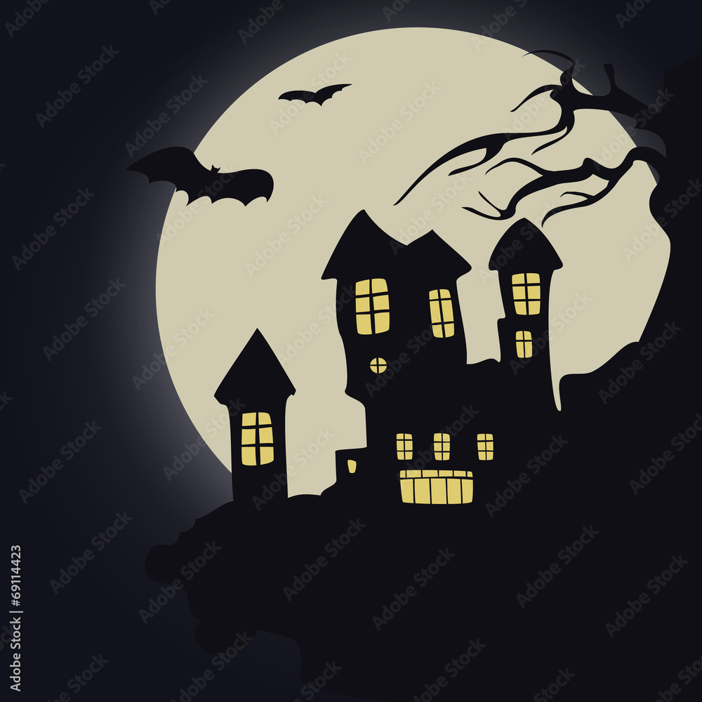 Dark castle. Vector illustration.Halloween