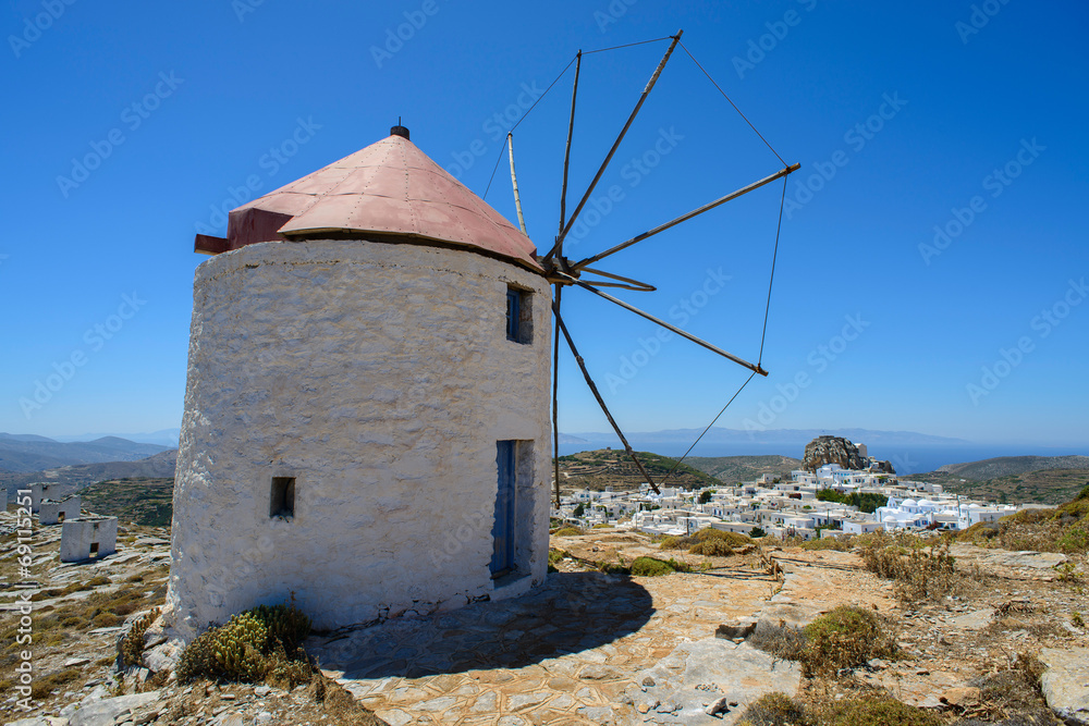 Moulin à Amorgos - obrazy, fototapety, plakaty 