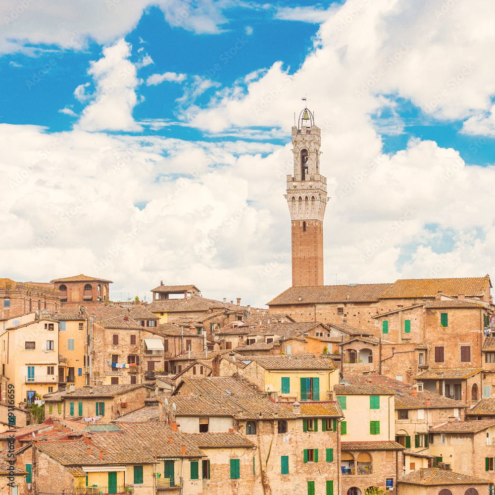 Panoramic view of Siena, Italy