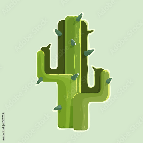 The green cactus in a desert isolated on white background
