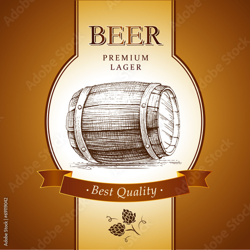 beer keg with hop for label, package