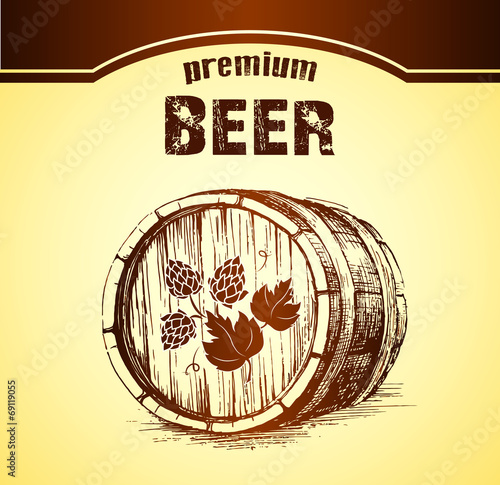 beer keg with hop for label, package