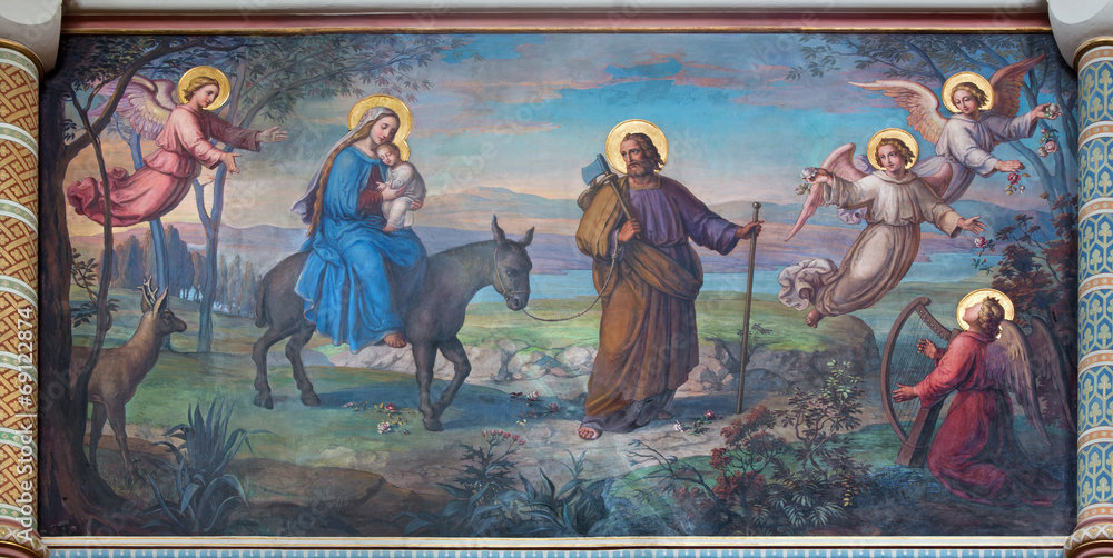 Obraz premium Wiedeń - ucieczka świętej rodziny do Egiptu w kościele karmelitów