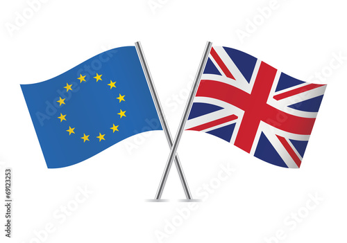 European Union and British flags. Vector illustration.