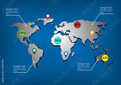 World map infographic template.