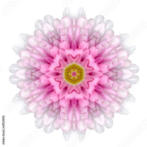 Kaleidoscopic Flower Mandala Isolated on White
