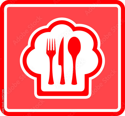 restaurant icon on red background