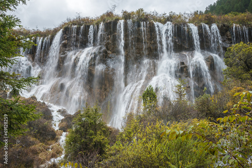 Multi-tiered big waterfall at Jiuzhaigou Valley National Park