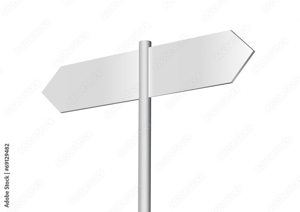 Blank signpost isolated on a white background