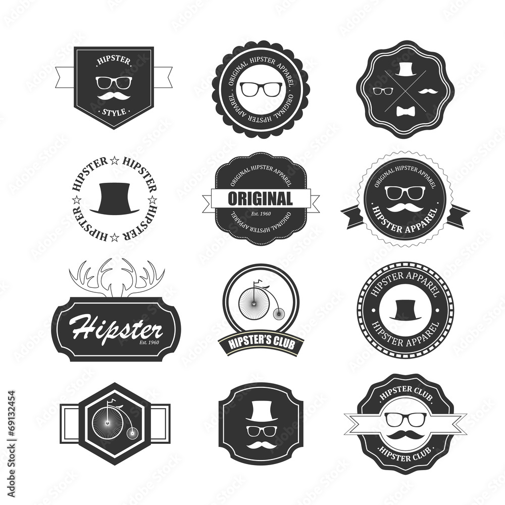 Hipster style badges set. Illustration eps10 Hipster style badges set. Illustration eps10