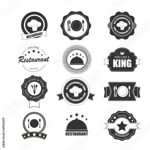 Vintage retro grunge coffee and restaurant labels, badges and ic