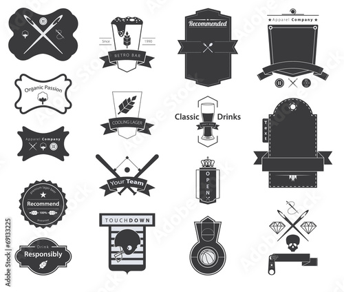 Icon Set of Vector Retro Badges, Logos, Labels and Banner