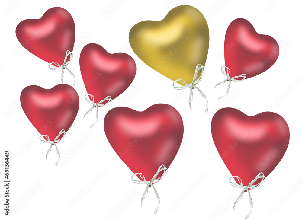 rote und goldene Luftballonherzen