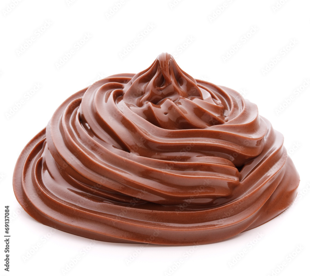 Chocolate cream swirl isolated on white background cutout Chocolate cream swirl isolated on white background cutout