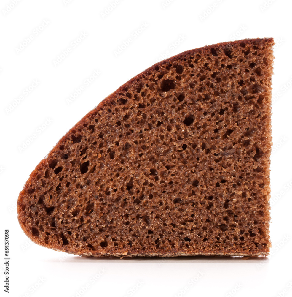 Slice of fresh rye bread isolated on white background cutout Slice of fresh rye bread isolated on white background cutout