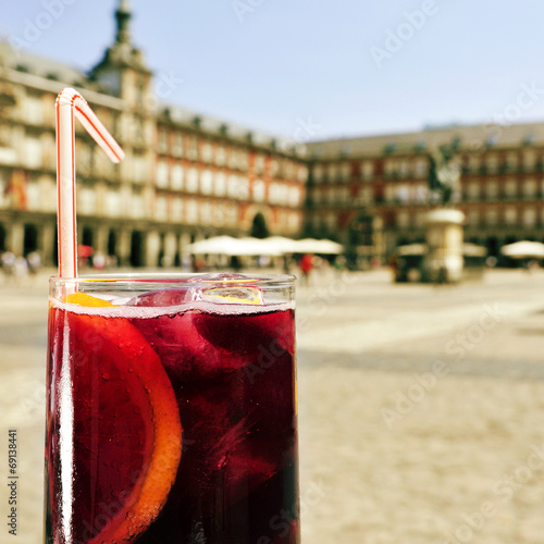 tinto de verano in Plaza Mayor in Madrid, Spain