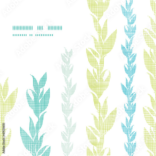 Blue green seaweed vines frame corner pattern background
