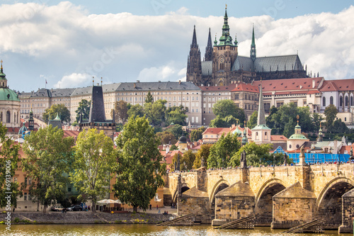 Photography View on Prague castle from Charles Bridge
