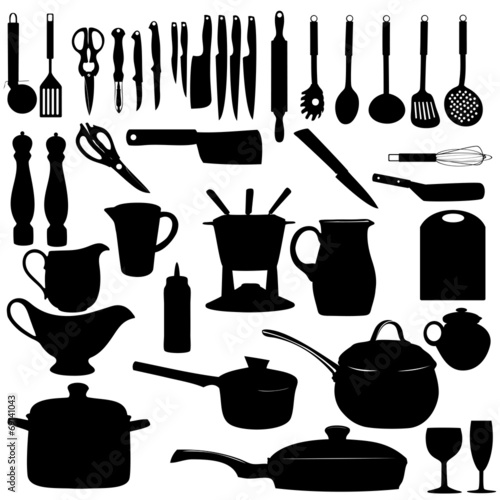 Kitchen tools Silhouette Vector illustration