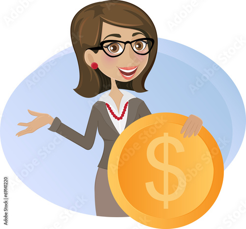Business woman with dollar coin