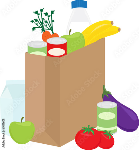 Shopping bag with healthy groceries
